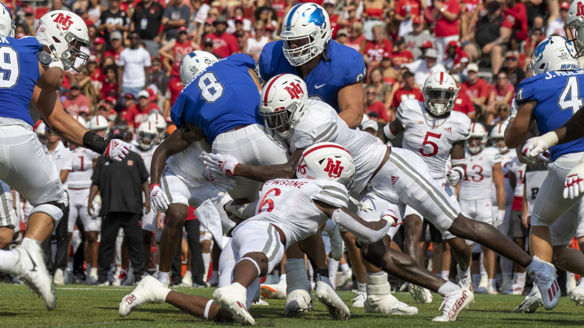 Quinton Newsome and Caleb Tannor 2021 Buffalo at Nebraska football